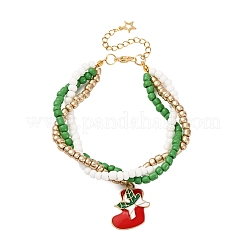 Braccialetti con ciondoli in lega smaltata natalizi&nbsp;BJEW-JB12482-02