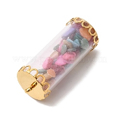 Tube en verre avec perles de pierres précieuses mélangées naturelles et synthétiques à l'intérieur des pendentifs&nbsp;LS-FIND-B054-01G-04