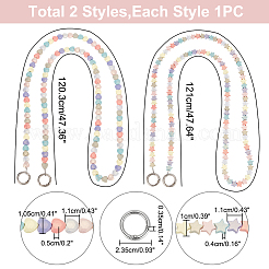 2 Stück 2 Stile Regenbogen Macaron Farbe Harz Perlen Taschengurte&nbsp;DIY-WR0002-64