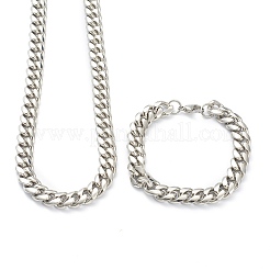 Schmucksets aus kubanischen Gliederketten und Armbändern aus Edelstahl 304&nbsp;SJEW-B019-03D-P