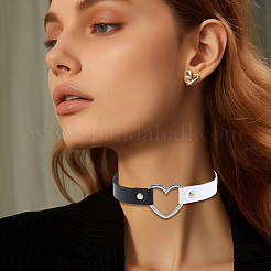 Collane girocollo a forma di cuore in lega di pelle PU bicolore gotiche regolabili per le donne&nbsp;NJEW-WH20816-007P-F