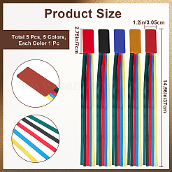 5 Stück Lesezeichen aus PU-Leder in 5 Farben mit buntem Band.&nbsp;AJEW-CP0003-86B