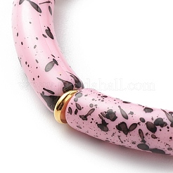 Braccialetto elastico con perline in tubo curvo acrilico&nbsp;BJEW-JB08443