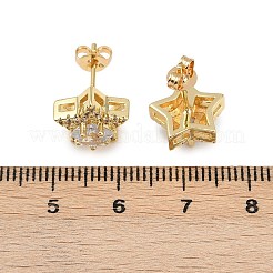 Messing Micro Pave klare Zirkonia Ohrstecker&nbsp;LS-EJEW-Z128-01G-01