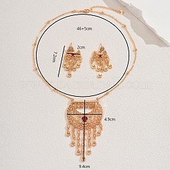 Ethno-Stil Messing Zirkonia Hohl Mond Halskette & Ohrring-Sets für Frauen Party tragen&nbsp;RS4463