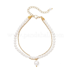 Bracelets multi-rangs en perles rondes de coquillage pour femmes&nbsp;BJEW-JB12035-01