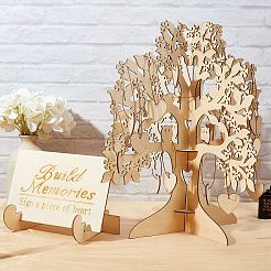 Carte de résistance d'arbre à souhaits de mariage en bois 3d&nbsp;DIY-WH0184-29
