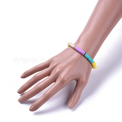 Bracciali elasticizzati fatti a mano in perle di argilla polimerica&nbsp;BJEW-JB04487-M