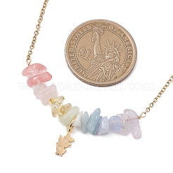 Collares de cadena tipo cable con colgante de mariposa de acero inoxidable 304 y cuentas de piedras preciosas de chakra para mujer&nbsp;NJEW-JN05826