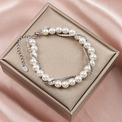 Verstellbare Armbänder aus Muschelperlen&nbsp;BJEW-L692-009P