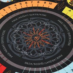 Runde Tarot-Wahrsagematte aus synthetischem Gummi mit Ja/Nein-Pendelbrett und Tarotkartenmotiven&nbsp;AJEW-P131-02