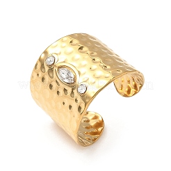 304 Edelstahl mit Zirkonia verstellbare offene Manschettenringe für Damen&nbsp;RJEW-Z103-02G
