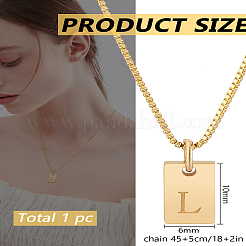 Collier avec pendentif rectangulaire en forme de lettre en acier inoxydable 1 pièce&nbsp;NJEW-LP0001-34L-G