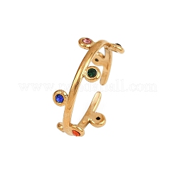 Offene Manschettenringe aus 304 Edelstahl mit Strasssteinen für Damen&nbsp;RJEW-K301-07G