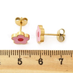 Pendientes de botón esmaltados de acero inoxidable 304&nbsp;STAS-E502-01G-02
