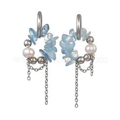 Ohrhänger mit natürlichen Aquamarin-Splittern&nbsp;EJEW-TA00817-03
