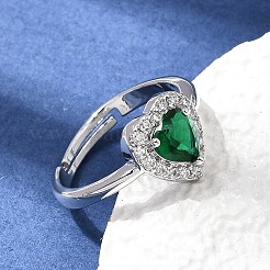 Anelli aperti con polsino in ottone micro pavé di zirconi cubici trasparenti&nbsp;CU-CBA5C10-16P