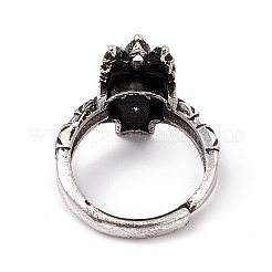 Verstellbare Ringe aus natürlichem Labradorit mit Schädel&nbsp;RJEW-E067-02AS