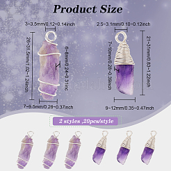40 Stück 2 Stile grobe natürliche Amethyst-Anhänger&nbsp;FIND-DC0001-82