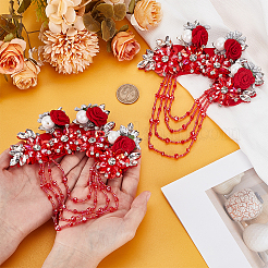 Accessori ornamentali floreali in poliestere&nbsp;DIY-WH0740-35B