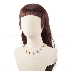 Pulsera y collar con dijes de piedras preciosas mixtas naturales y sintéticas&nbsp;SJEW-JS01234