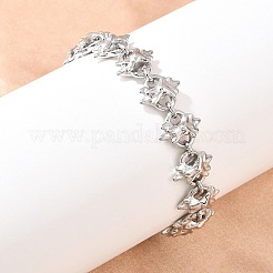 304 Edelstahl-Blumengliederkettenarmbänder&nbsp;BJEW-D379-17P