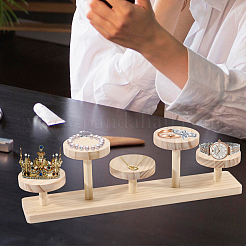Présentoir à bijoux rond en bois fatigué à 5 couche&nbsp;ODIS-WH0086-160