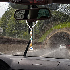 Décorations suspendues de voiture en perles de coquille et d'acrylique&nbsp;HJEW-DR00018