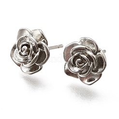 Orecchini a bottone in ottone con fiore&nbsp;EJEW-P322-06A-P