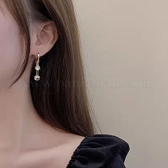 Boucles d'oreilles créoles rondes en laiton avec micro pavé de zircons cubiques transparents&nbsp;FS-WGE6AEB-01