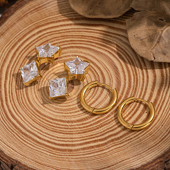 Pendientes de estrella con aro cuadrado de acero inoxidable 304&nbsp;SZ9401