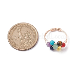 Runder Fransenring mit Chakra-Motiv und Perlen aus natürlichen und synthetischen gemischten Edelsteinen&nbsp;RJEW-TA00107