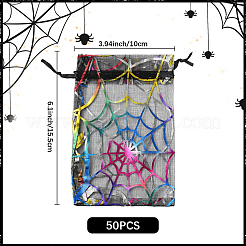 Organza-Kordelzugbeutel mit Halloween-Motiv und Spinnenmotiv&nbsp;ABAG-WH20021-006F