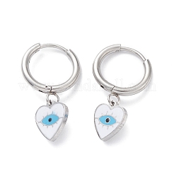 3 paio di 3 cuori smaltati in stile con orecchini pendenti a cerchio malocchio&nbsp;EJEW-B020-22P