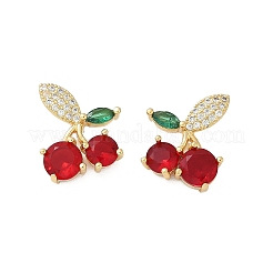 Aretes de latón con circonitas cúbicas pavé para mujer&nbsp;EJEW-A126-03G