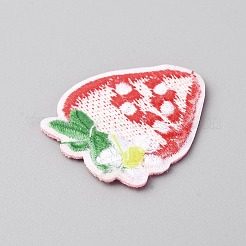 Erdbeere computergesteuerte Stickerei Stoff zum Aufbügeln/Aufnähen Patches&nbsp;PATC-WH0003-34A