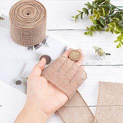 Ruban de toile de jute imitation polyester&nbsp;SRIB-WH0017-03A