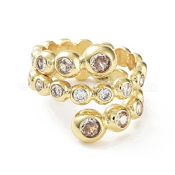 Gestellplattierter Messing-Mikropavé-Zirkonia-Ring für Damen&nbsp;RJEW-D020-04G