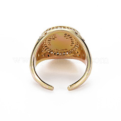 Rond plat en zircone cubique colorée avec anneau de manchette à large bande de guanyin&nbsp;RJEW-N035-080-NF