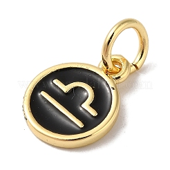 Véritables breloques en émail en laiton plaqué 18k or véritable&nbsp;KK-L216-001G-K01