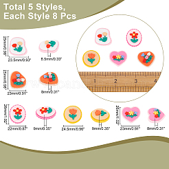 40 pièces 5 styles cabochons en résine opaque&nbsp;CRES-CA0001-17