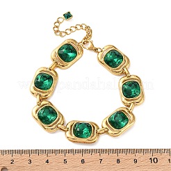 Pulseras de eslabones de acero inoxidable 304 y vidrio para mujer&nbsp;SA-CBA8C9C-07G