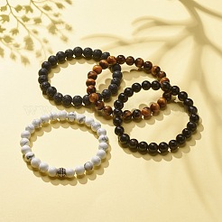 Braccialetti elastici con perline rotondi con pietre preziose naturali da 4 pz 4 set per le donne&nbsp;BJEW-JB08184