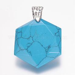 Ciondoli di pietra preziosa di turquoise e sintetici&nbsp;G-E338-09F