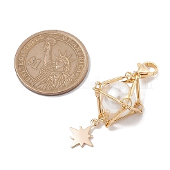 Decorazioni pendenti con perle di conchiglia in ottone&nbsp;HJEW-JM01816-03