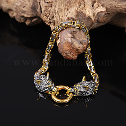 Bracelets vintage en alliage à maillons de loup viking pour unisexe&nbsp;WGCFB12-01