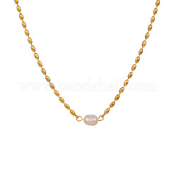 Colliers à maillons en acier inoxydable 304 et perles d'eau douce naturelles pour femmes&nbsp;FS-WG4D4E4-01