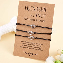 Ensemble de bracelets à maillons en forme de cœur en acier inoxydable 430 de 3 styles&nbsp;JB719A