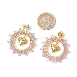 Pendientes colgantes con forma de corazón de hierro&nbsp;EJEW-MZ00405-02