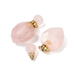 Colgantes de botella con forma de lágrima facetada de cuarzo rosa natural&nbsp;G-A225-02G-02